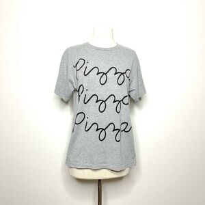 DILASCIA T-Shirt XL Gray Black Pizza Pizza Pizza‎ Script Crew Neck KIDS